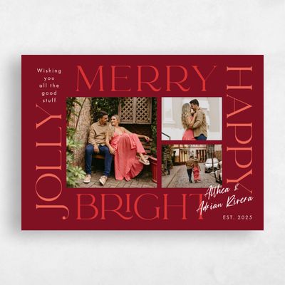 Light Burgundy, Red Holiday Card - Fairbanks