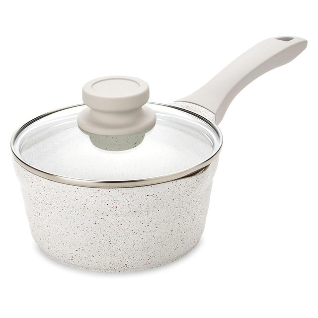 ROSSETTO Ceramic Nonstick Sauce Pan with Lid, 2.7QT Non Stick Sauce Pot for Cooking with Pour Spout, Saucepan with Bakelite Handle, Kitchen Induction Pot, Non Toxic and PFAS Free, Dishwasher Safe