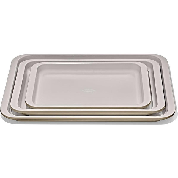 OXO Good Grips Non-Stick Pro Ceramic Coated Metal Bakeware 3-Piece Sheet Pan Set – Biscuit