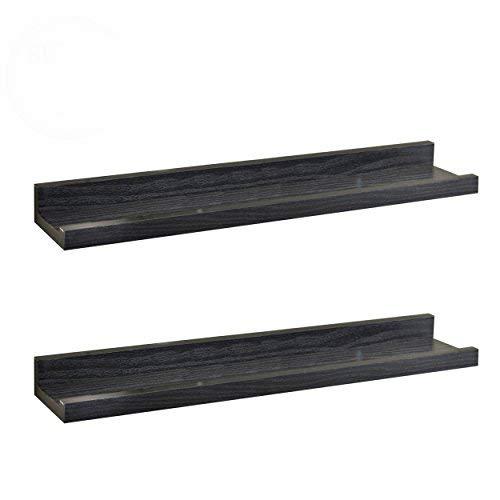 O&K FURNITURE Set of 2 Black Picture Ledge Diaplay Wall Shelf, 18.9" Length