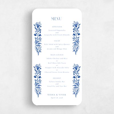 Blue Rounded Wedding Menu - Calliope
