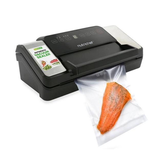 NutriChef Deluxe Vacuum Sealer with Front Handle and Roll Cutter for Food Storage (Black)