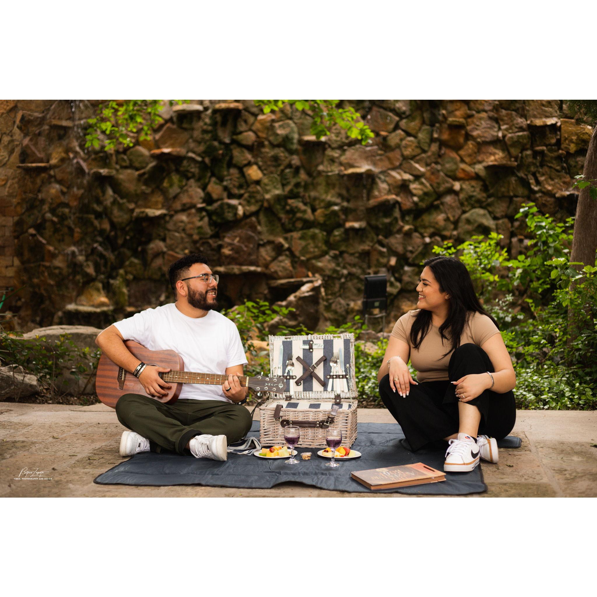 We re-created our first picnic date. On this date, he sang the song "How would you feel" by Ed Sheeran and asked me to be his girlfriend.