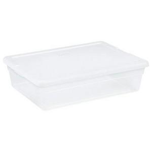 Sterilite® Clear Plastic Under Bed Storage Bin Clear with White Lid 7gal