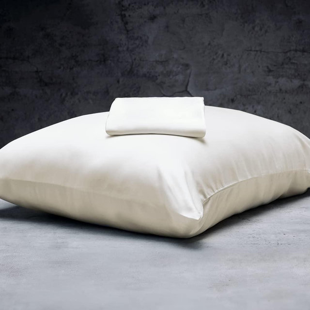 LUXOME 100% Rayon (Viscose) from Bamboo Pillowcase Set (King) | 400 Thread Count | Moisture-Wicking | Envelope Closure | Ivory