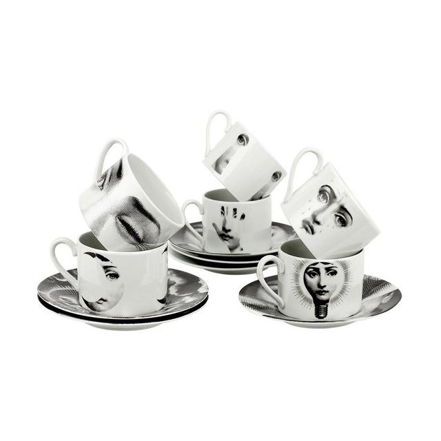 Tema e Variazioni 2005 Set of 6 Teacups - Black/White