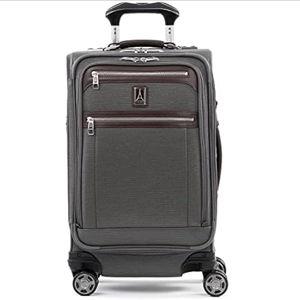 Travelpro Platinum Elite Softside Expandable Carry on Luggage, 8 Wheel Spinner Suitcase, USB Port, Suiter, Men and Women, Vintage Grey, Carry On 21-Inch