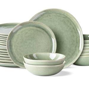 AmorArc Ceramic Dinnerware Sets,Handmade Reactive Glaze Plates and Bowls Set,Highly Chip and Crack Resistant | Dishwasher & Microwave Safe Dishes Set,Service for 8 (24pc)