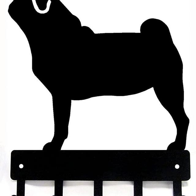 Pug Key Rack & Dog Leash Hanger - Small 6 inch