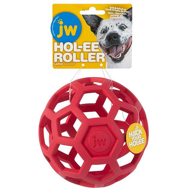 JW Pet Hol-ee Roller Original Do It All Dog Toy Puzzle Ball, Natural Rubber, Assorted Colors, Jumbo
