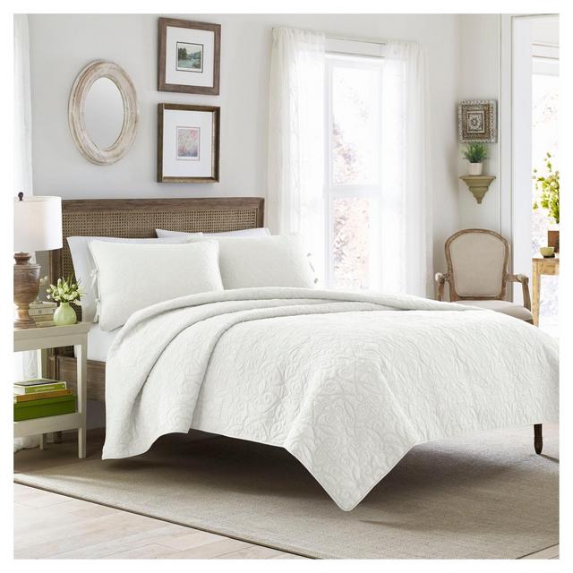 Felicity Quilt And Sham Set Full/Queen White - Laura Ashley