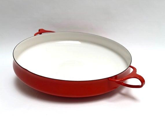Vintage Dansk Kobenstyle Large Paella Pan, Red, Four Ducks, Jens Quistgaard, Mid Century, MCM, 1955
