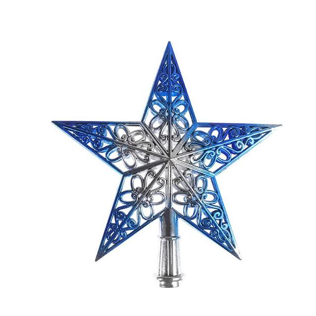 TINKSKY Christmas Tree Top Sparkle Star Glittering Hanging Xmas Tree Topper Decoration Ornaments Home Decor (Silvery Blue)