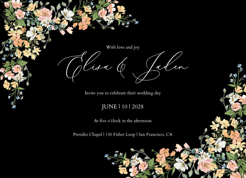Pourpier Landscape | Black | Zola Wedding Invitations