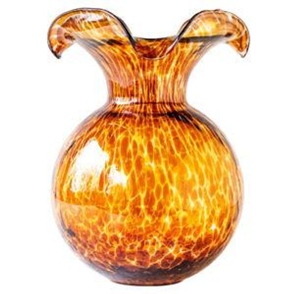 Hibiscus Glass Brown Tortoiseshell Large Fluted Vase