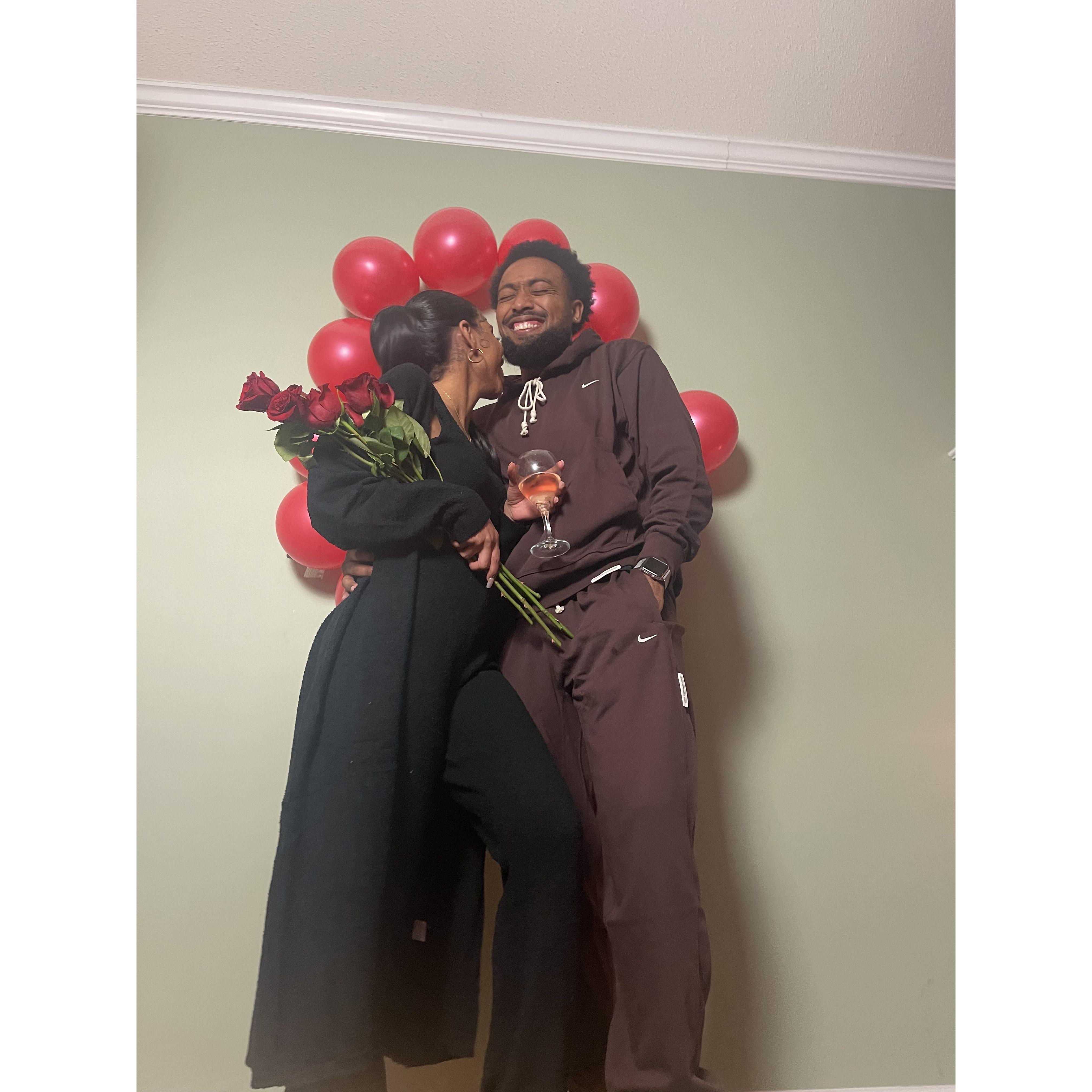 Valentine's Day Surprise 2023! Kendrick and a few members of his groom party surprised us, with dinner and a beautiful set up!