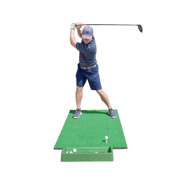 SharperGolf Premium Quality Golf Practice Hitting Mat, 3 Alignment Sticks, Training Aid, 12 Practice Balls, 3 Mat Tees