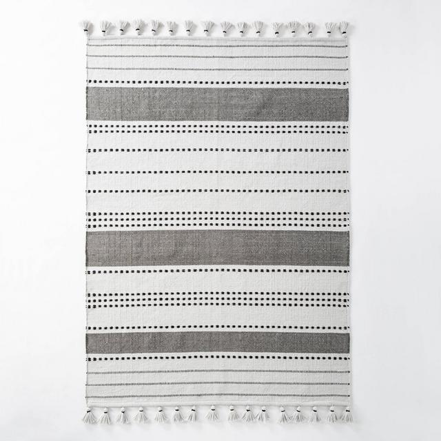 5' x 7' Indoor/Outdoor Neutral Stripes Area Rug Gray - Hearth & Hand™ with Magnolia