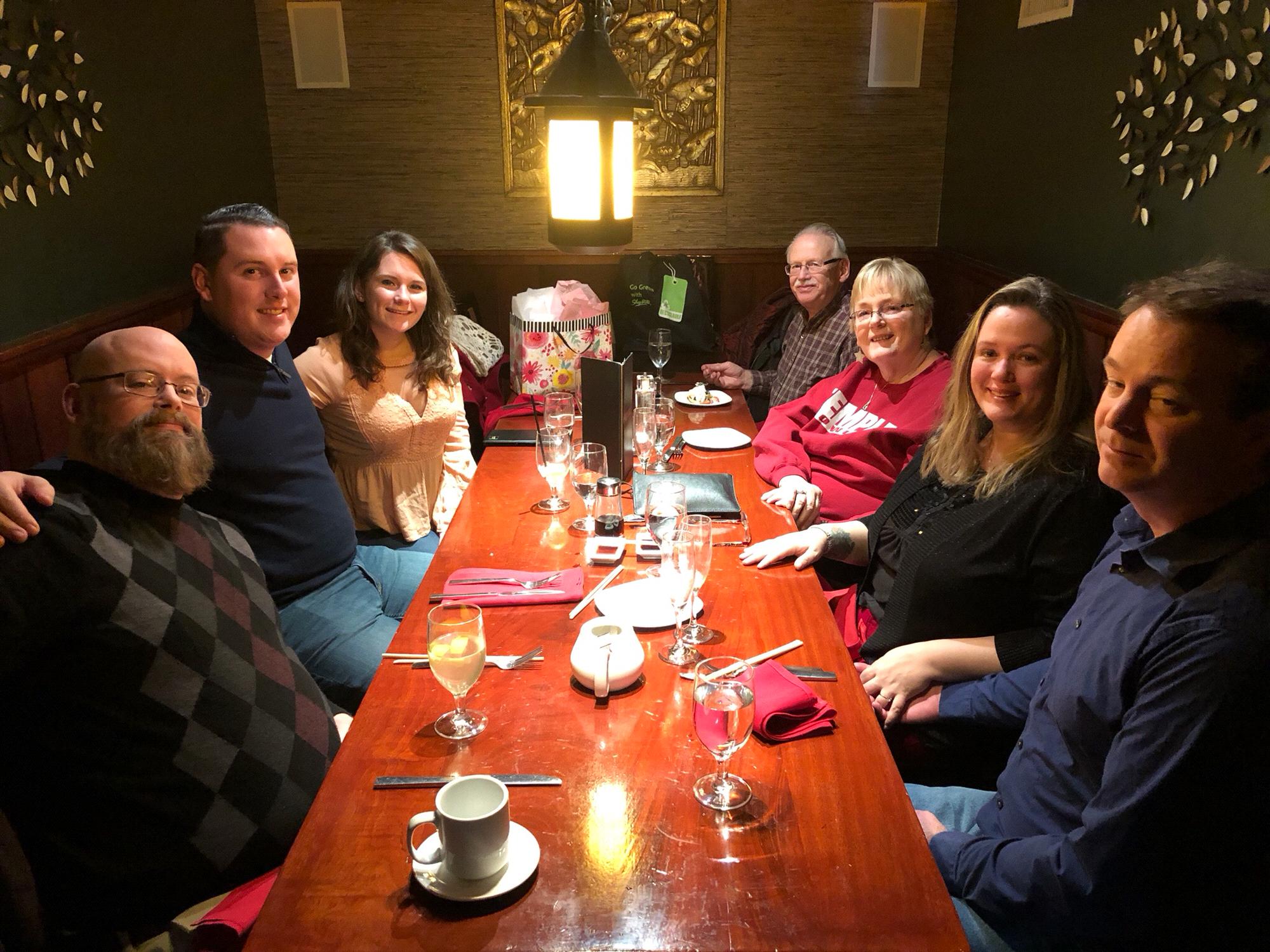 Our Family at Teikoku: Front to Back- Brother Dave, Future Son in Law Kienan, Daughter Callie,
Michael, Kristin, Bride’s Mom Holly, Stepfather Harold 🙌🏼🌎💖