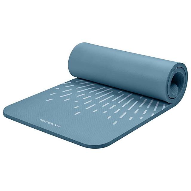 Retrospec Solana Yoga Mat 1" Thick w/Nylon Strap for Men & Women - Non Slip Exercise Mat for Home Yoga, Pilates, Stretching, Floor & Fitness Workouts