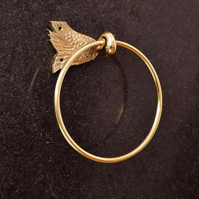 IndianShelf Premium Swan Brass Towel Ring - Antique Gold Towel Ring - Gold Hand Towel Holder for Bathroom - Brass Towel Hanger - Bathroom Hardware Accessories- Vintage Towel Ring - Swan Design