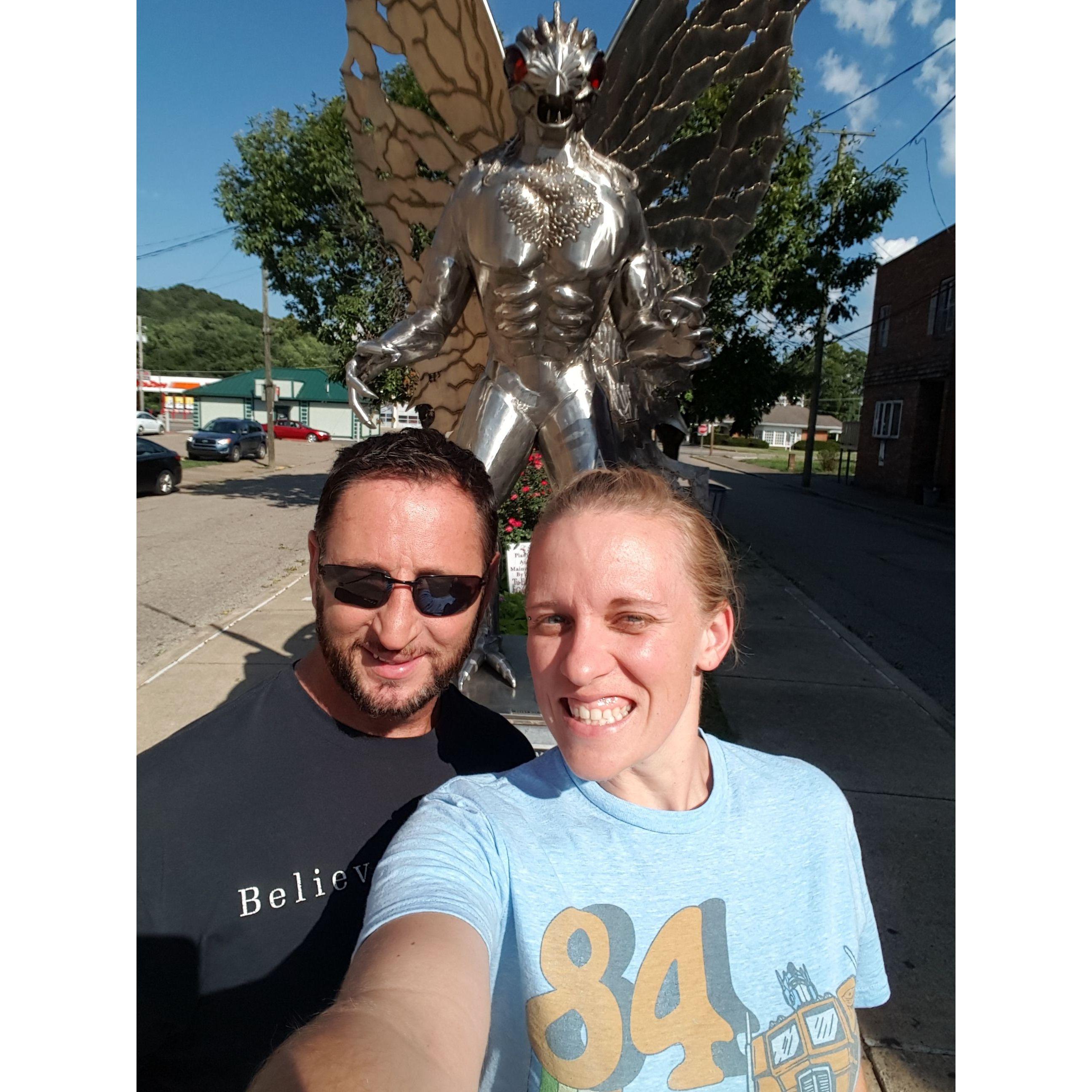 Visiting the Mothman statue in Point Pleasant, WV - 2016.