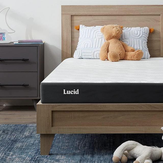 Lucid 5 Inch Firm Gel Memory Foam Mattress Queen — Gel Infusion—Hypoallergenic Bamboo Charcoal—Breathable Cover