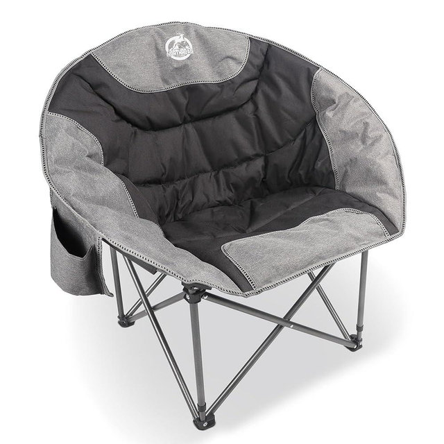 Northroad Folding Camping Moon Chair, Outdoor Saucer Round Chair, Padded Lawn Chairs with Cup Holder Supports up to 300 lbs for Beach Hiking Fishing Picnic Lawn