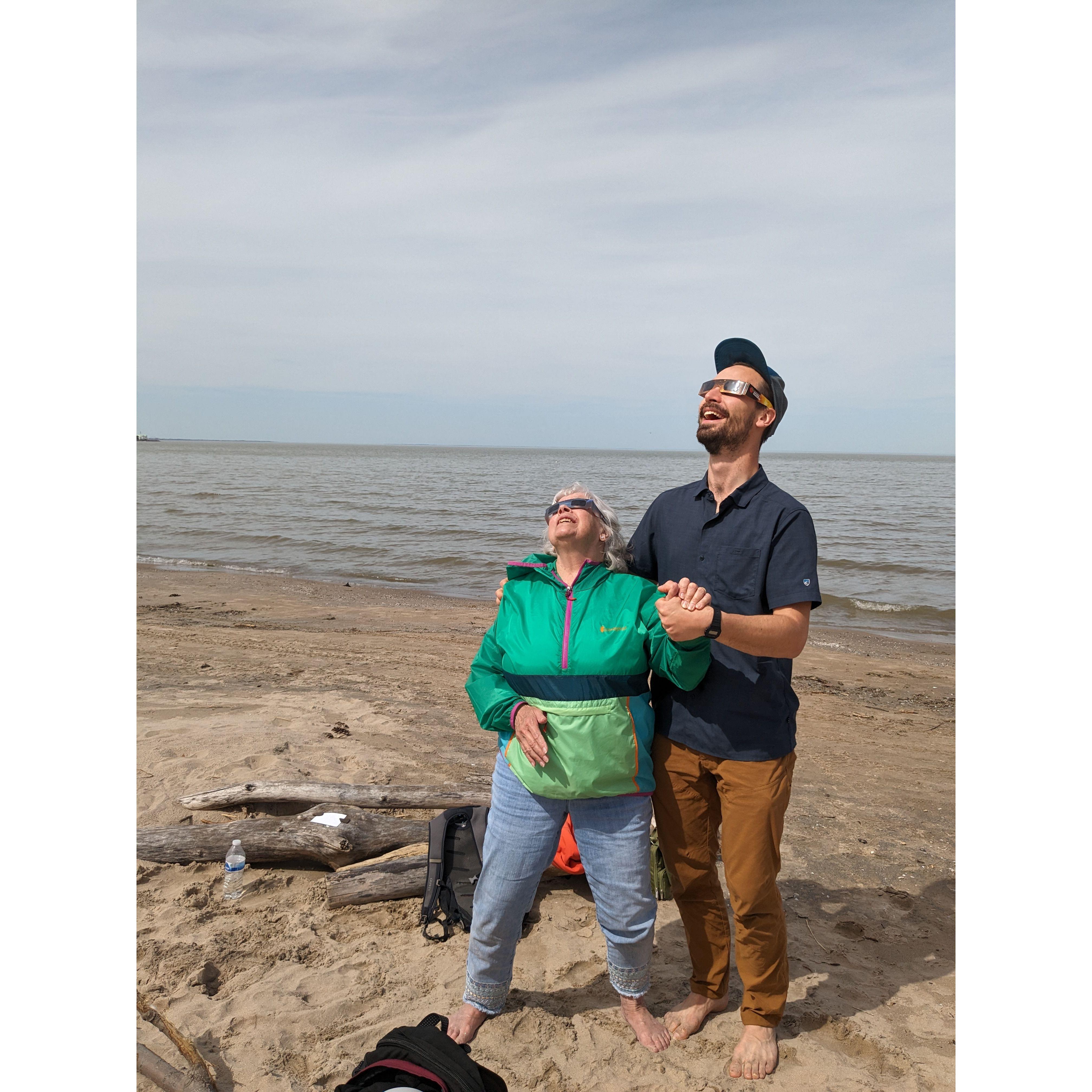 The 2024 Eclipse at Lake Erie, Ohio. We took grandma to see her first one ever.