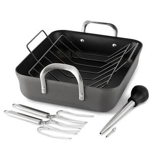 Calphalon Contemporary Hard Anodized Nonstick 16-Inch Roasting Pan with Rack 5 pc. Set, Black (1876985)
