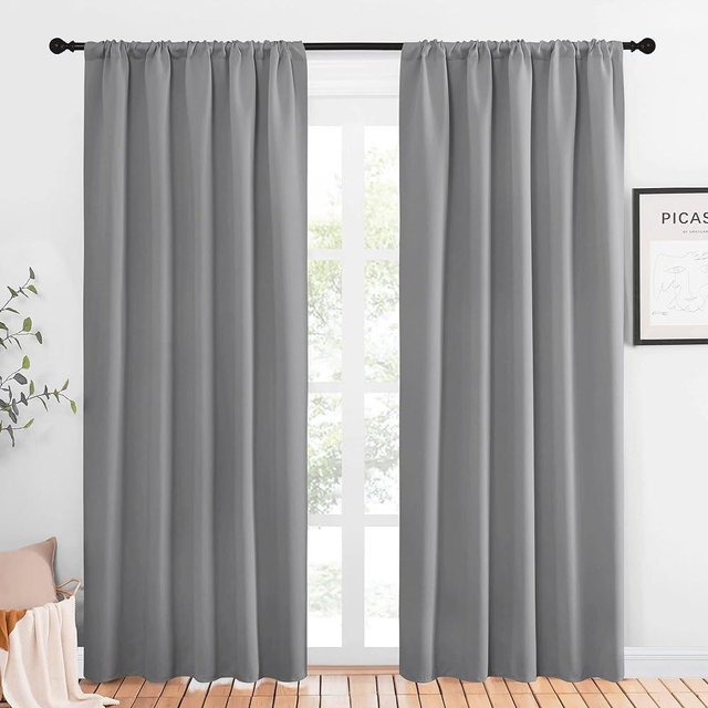 NICETOWN Blackout Curtains 84 inches Length - Energy Efficient & Noise Reducing Thermal Insulated Rod Pocket Blackout Drapes/Draperies for Living Room (Silver Grey, 2 Panels, W52 inches x L84 inches)
