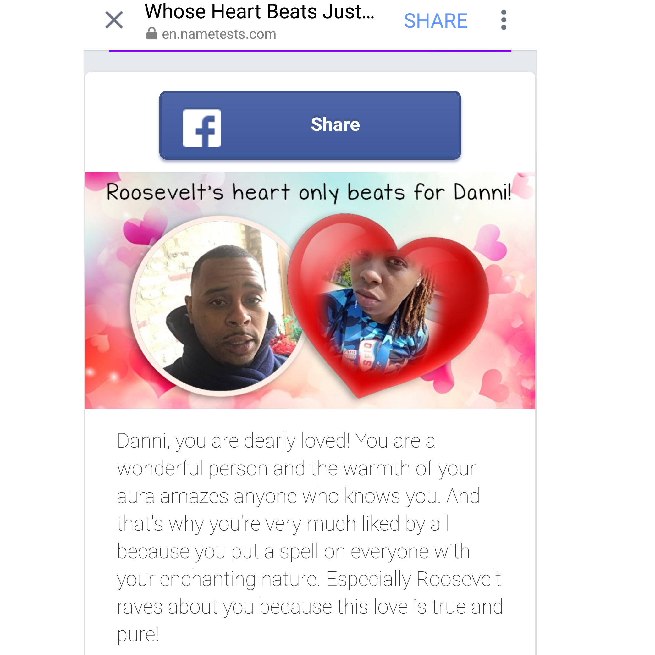 Another FB quiz that further bolstered our love LOL!