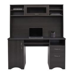 Realspace Pelingo 56"W Desk With Hutch, 64"H x 55-1/2"W x 23"D, Dark Gray