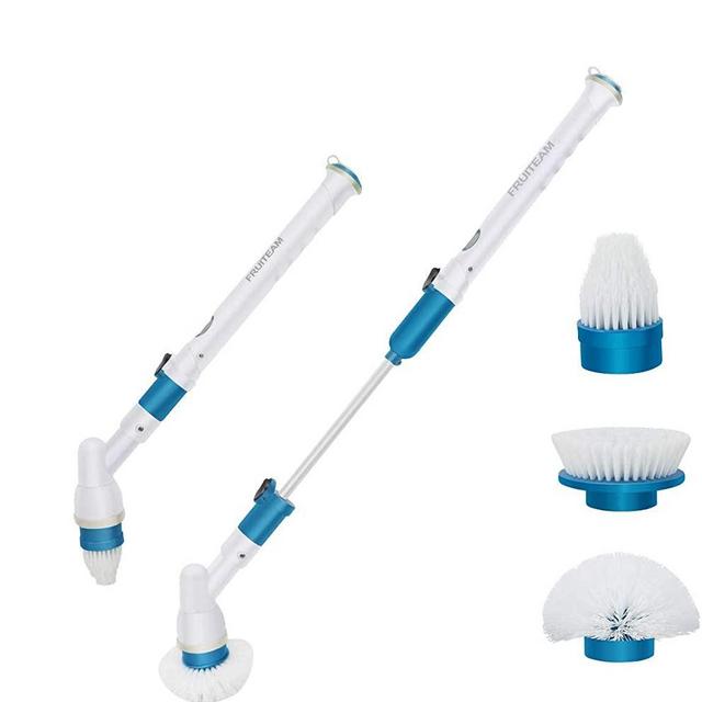 FRUITEAM Electric Spin Scrubber, 360 Cordless Upgraded Tub and Tile Scrubber, Super Power Surface Cleaner with 3 Replaceable Brush Heads and 1 Extension Arm for Tub, Kitchen, Bathroom, Tile