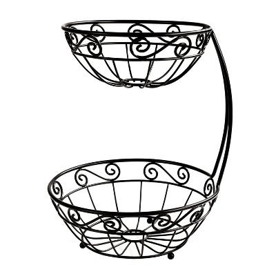 Spectrum Scroll Arched 2-Tier Fruit Server - Black