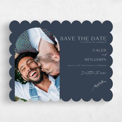 Blue Scalloped Wedding Save the Date - Oakbrook Photo