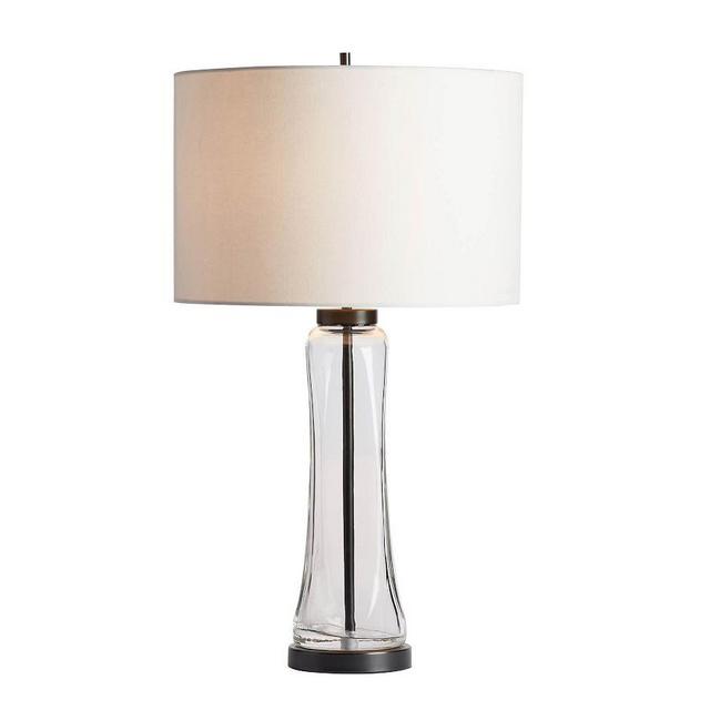 Berkeley USB Table Lamp, Large, Bronze & Clear Glass Base With Medium Gallery SS Shade, White