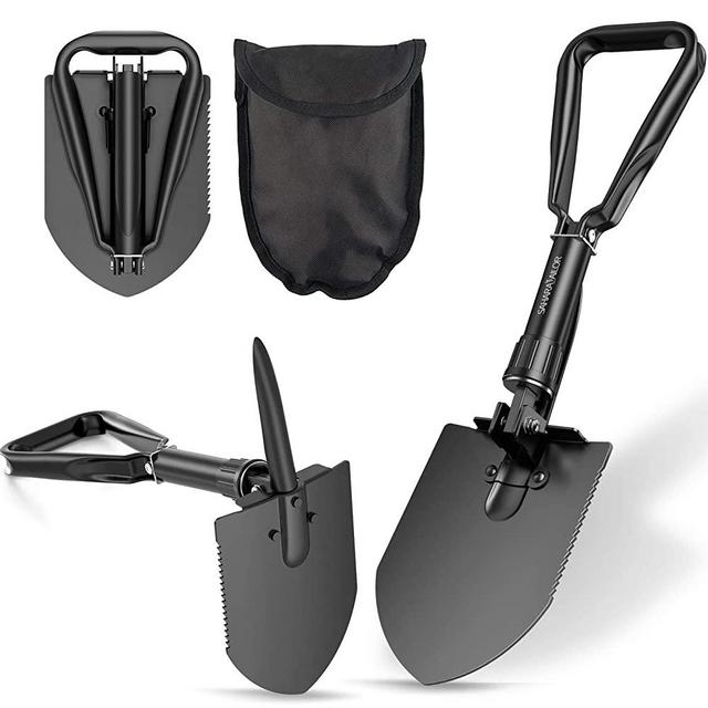 Sahara Sailor Folding Shovel Camping Survival Shovel, Collapsible Tactical Shovel - Tri-Fold Handle, High Carbon Military Steel - Entrenching Tool with Storage Pouch ,Camping Survival Gear