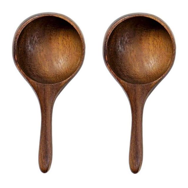 Yardwe 2pcs Wooden Measuring Spoon Acacia Wood Spoon Mini Coffee Bean Milk Powder Spoon Solid Wood Water Scoop Spoon for Kitchen