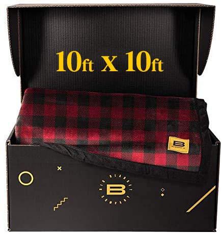 Big Blanket Co Original Stretch Red Plaid | 10x10 Extra Large Throw Blanket | Best Mothers Day Gifts | Soft Giant Blanket for Mothers Day | Mothers Day Blanket | Gifts for Mom | Mom Gifts