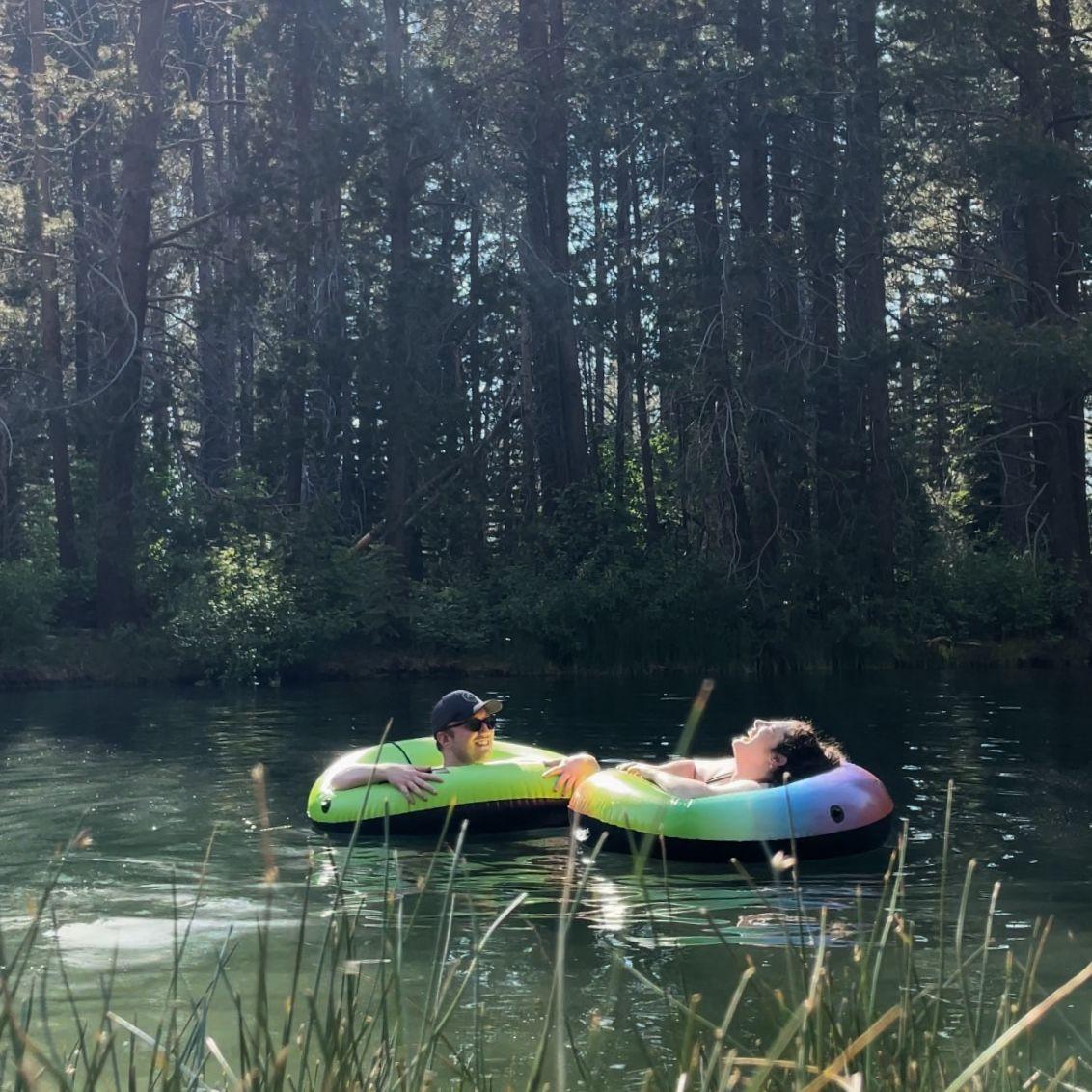 Tubing and giggling in Donner Lake.