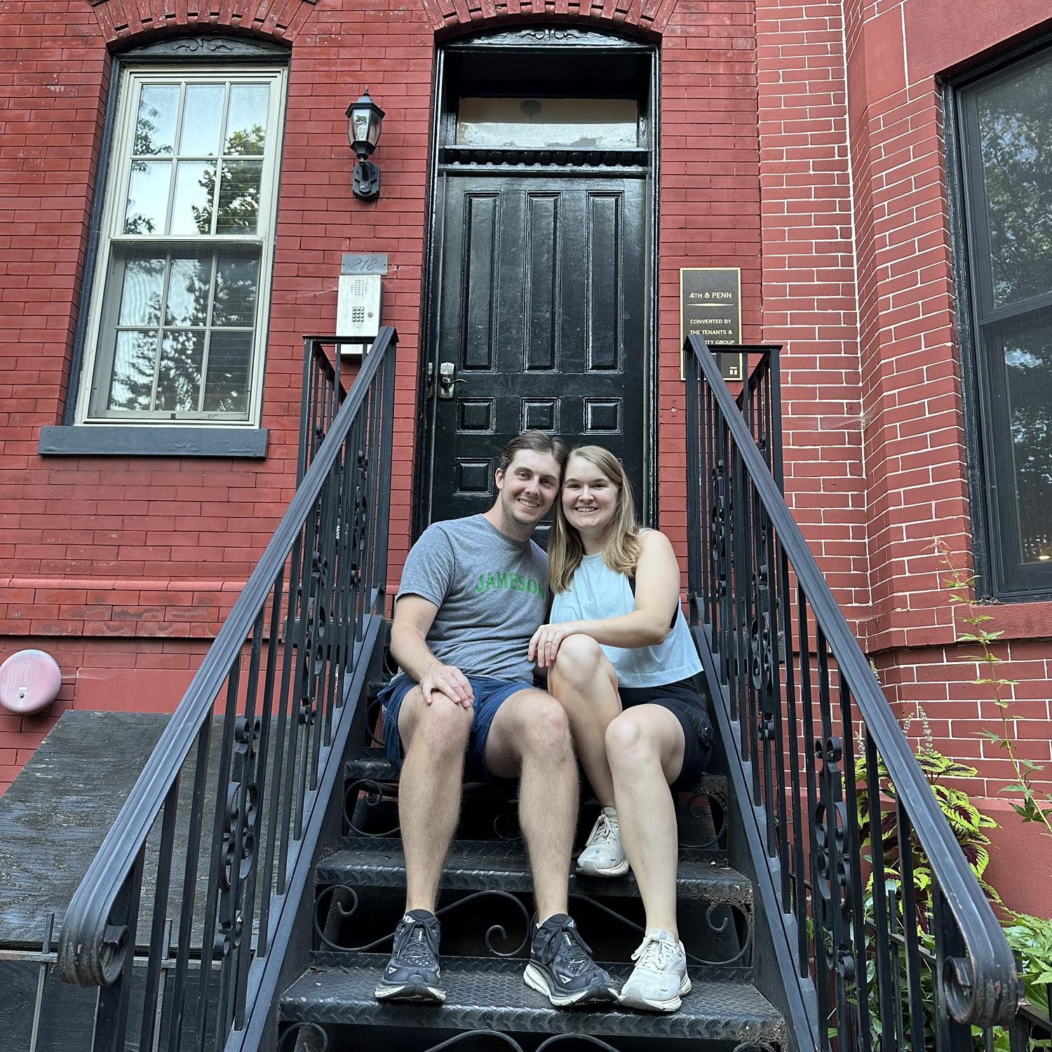 Outside our first apartment in DC (August 2024).