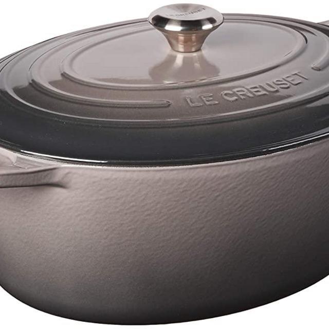Le Creuset LS2502-357FSS Signature Enameled Cast-Iron Oval French (Dutch) Oven, 9.5 Quart, Oyster