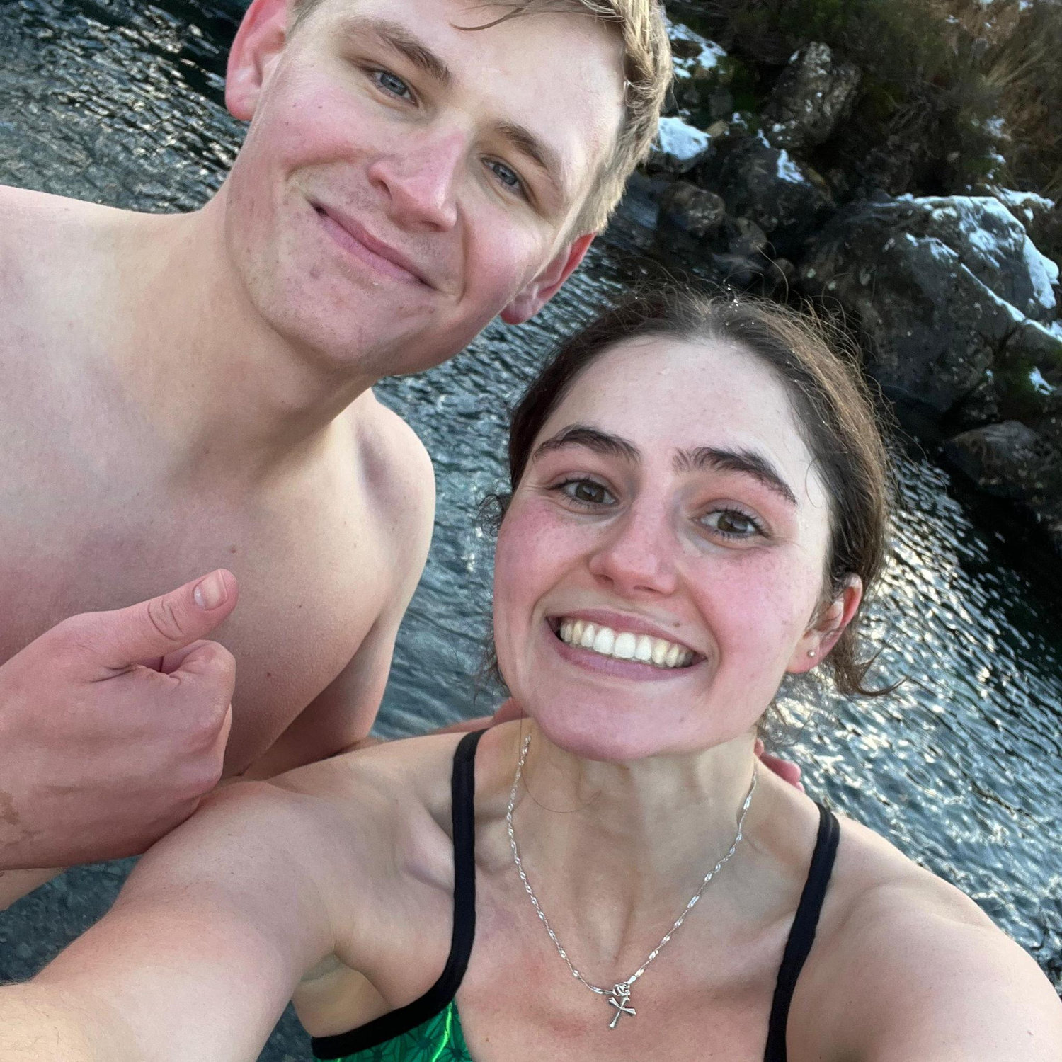 We decided we weren't cold enough and wanted to go for a swim between the snowy mountains.