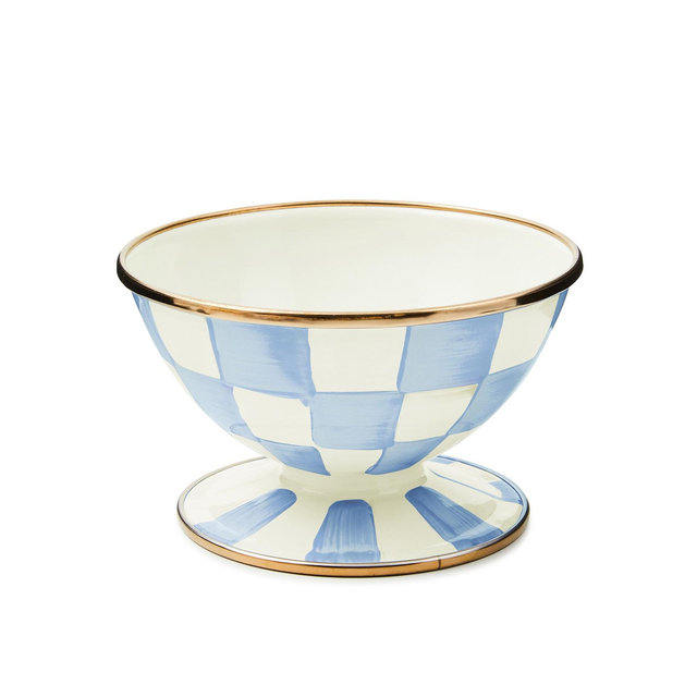 MacKenzie-Childs Sky Blue Check Ice Cream Dish