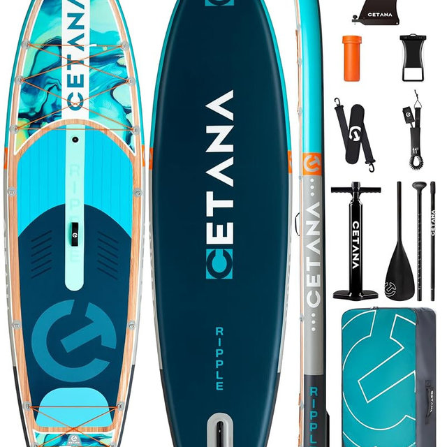 CETANA Extra Wide Inflatable Paddle Board 11'6 x 35" x 6", 450LB High Weight Capacity Wide Stable Stand Up Paddle Board for Beginners, 2–3 Person Large Paddleboard with 3 Fins, Dual Bungee, 15 D Rings