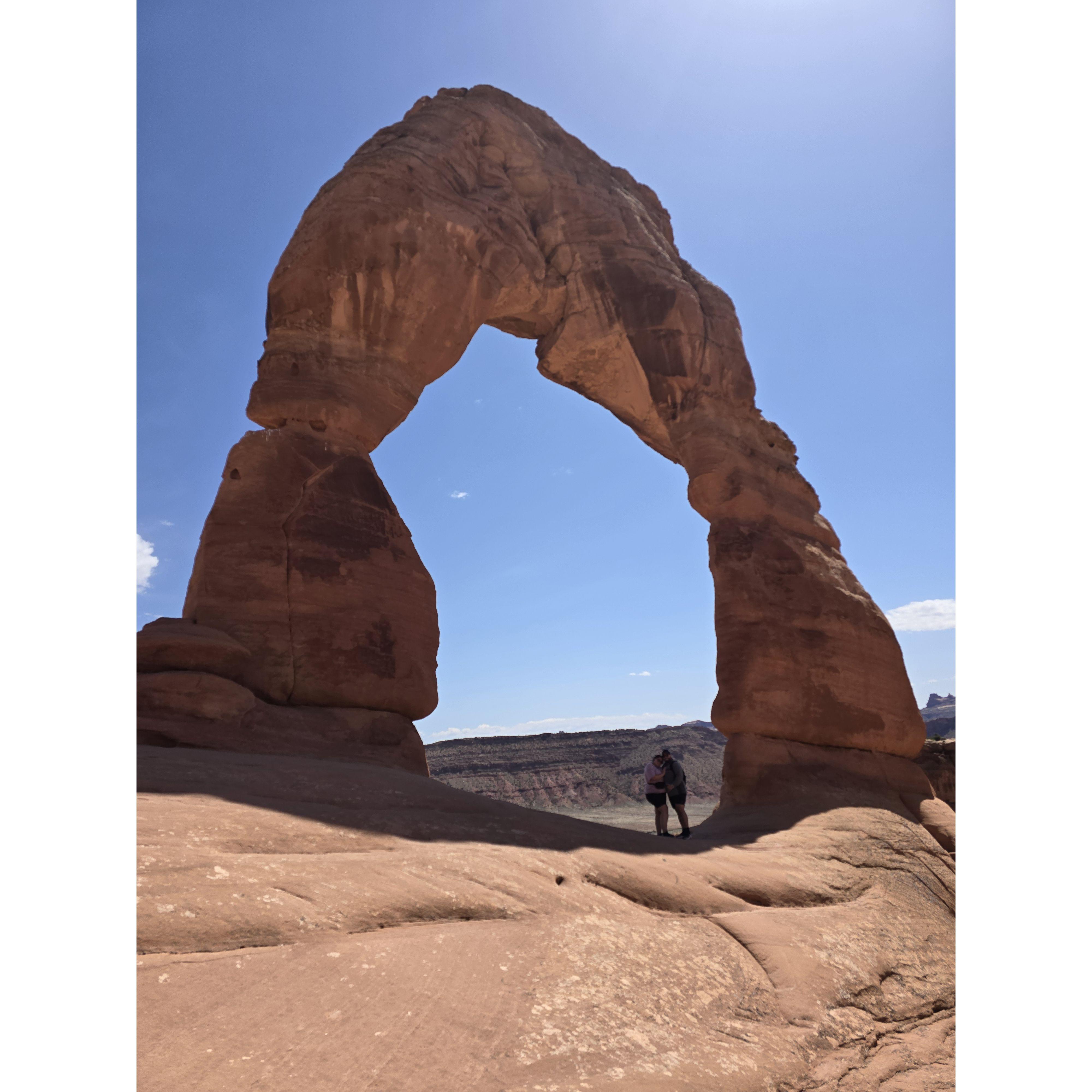 Under the Arch in Moab Utah for Caroline's 30th Birthday trip