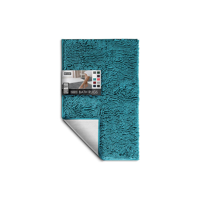 Hearth & Harbor Bathroom Rugs, Chenille Bath Mat - Teal Bath Rug, 20x32