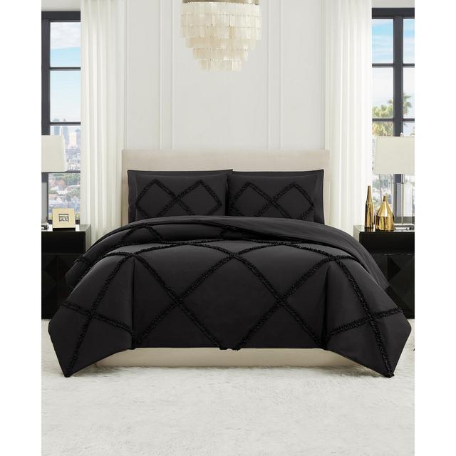 Juicy Couture Diamond Ruffle 3 Piece Reversible Comforter Set, King