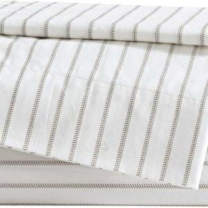 Eddie Bauer - King Sheet Set, Cotton Percale Bedding Set, Super Soft and Bedding Set, Oeko-Tex Certified (Essential Stripe Beige, King)